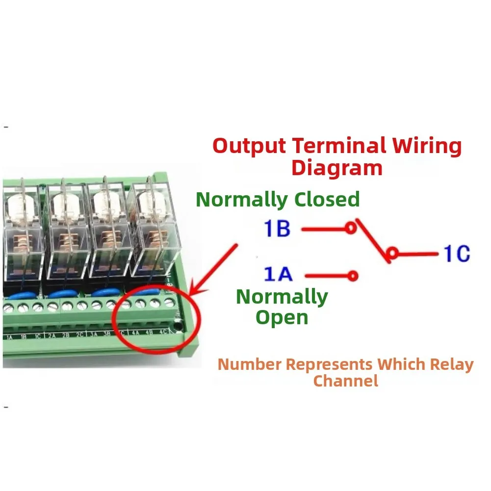 Industrial 4-Channel Relay Module with 16A Rated Load Support for DC12V DC24V Operation and DIN Rail Installation
