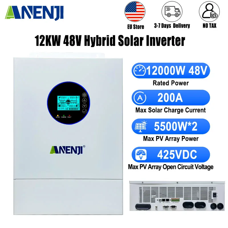 110V/220V 12KW hybrid solar inverter 48V photovoltaic split inverter with built-in 200A parallel solar charging control