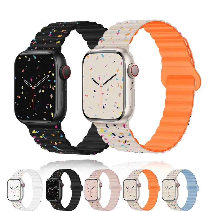 Silicone Strap for Apple Watch Band 49mm 40mm 41mm 46mm 42mm 44mm 45mm Magnetic Bracelet for IWatch Series Ultra 10 9 8 7 6 5 Se