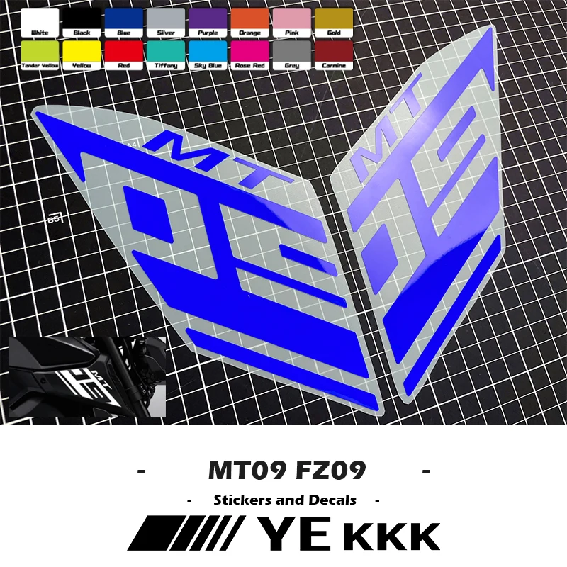 Motorcycle Fairing Shell Sticker Flower Line MT09 FZ09 14-20 For Yamaha MT-09 FZ-09 Air Intake Side Cover Sticker Set