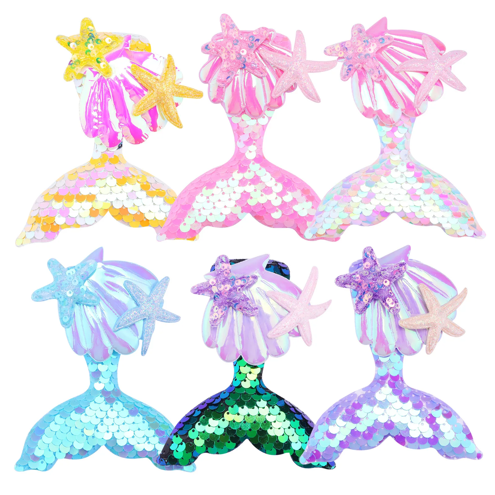 New Children's Sequined Explosive Cartoon Sweet  Custom Starfish  Scale Sequin Hair Clip Hairpin Jewelry Accessories Headwear