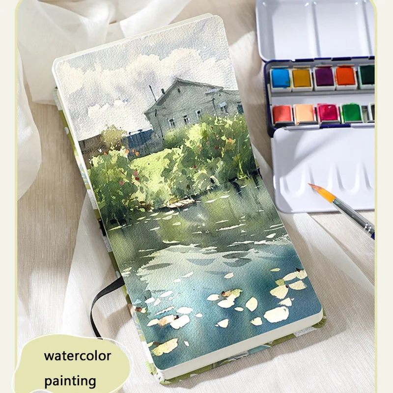 Portable Mini Sketchbook with Cloth Cover 100% Cotton Pulp 300G Watercolor Paper for Acrylic Marker Painting Doodle Drawing