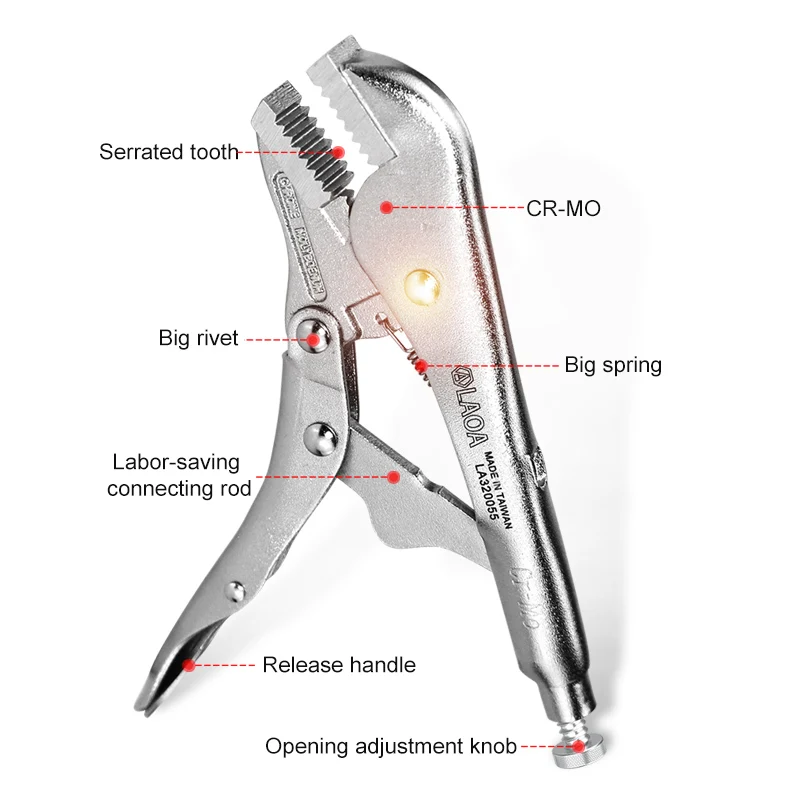 LAOA Multiple Head Types Locking Pliers C-type, Straight/Sharp/Flat Nose Pliers, Welding Chain Sealing Pliers Oil Filter Pliers