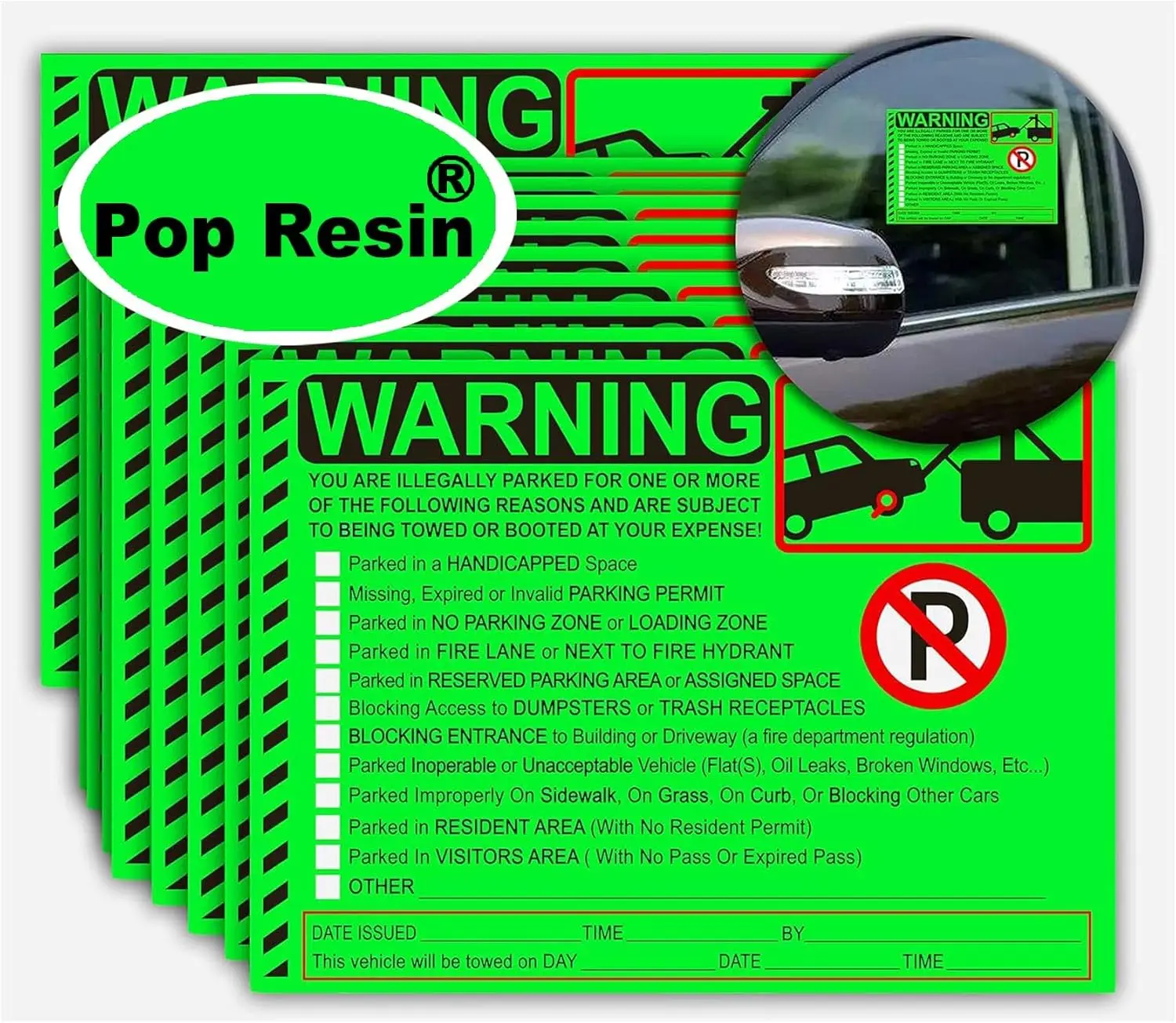 25 Pcs 5X8 Inch Parking Violation Stickers Parking Violation Notice Multi Reasons Warning Labels Violation Bad Parking Label