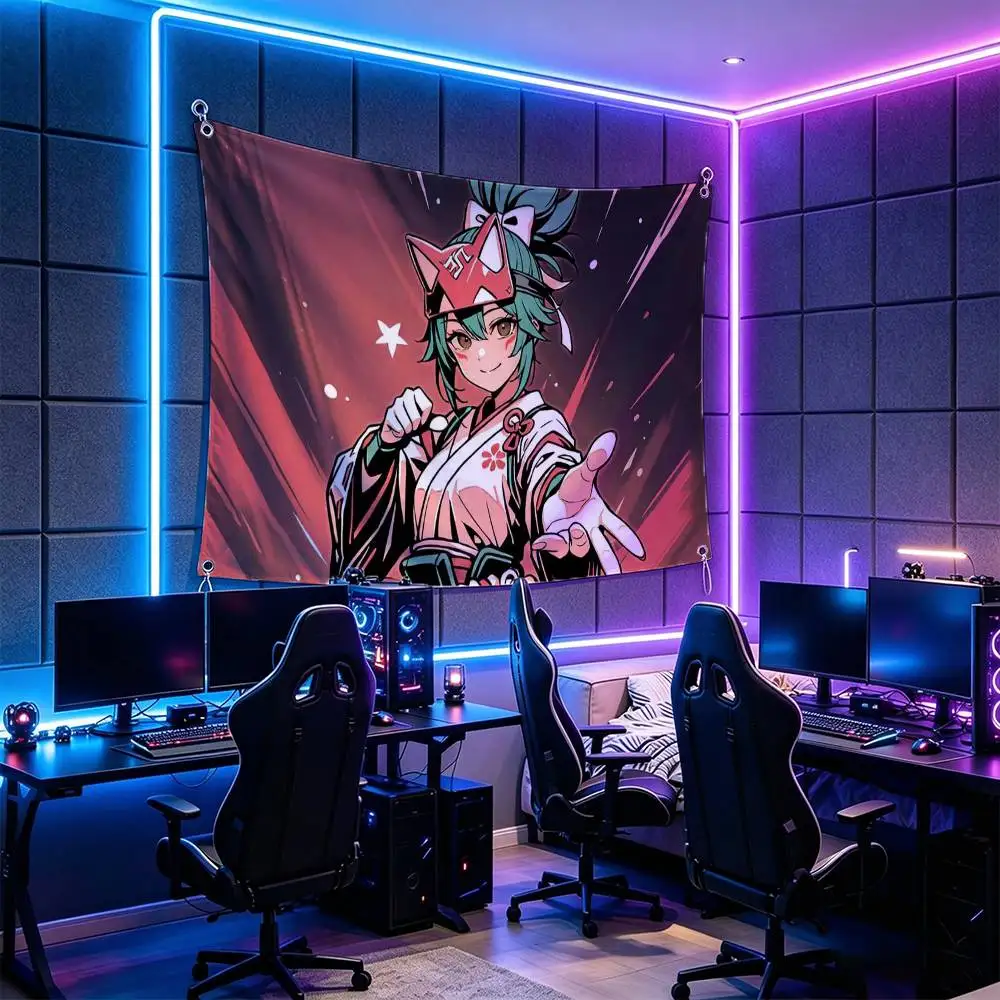 O-Overwatch K-Kiriko Flags for Bedrooms Home Decor Items Outdoor Decors Garage Decoration Flaga