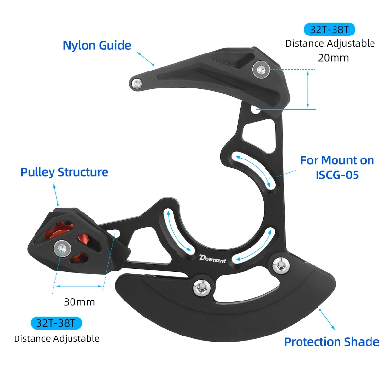 Deemount Bicycle Chain Guide ISCG 03/05 BB Mount Single Chainring Mount MTB Bike 32-38T 1x system Chainwheel Bash Protector Plat