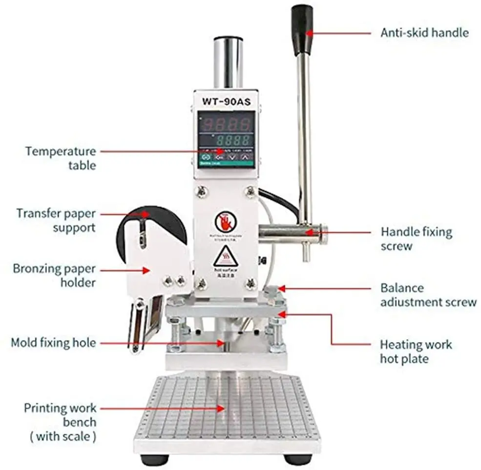 gold foil printing machine with custom stamp area 5x7cm 8x10cm 10x13cm for leather tools heat press machines embossing machine