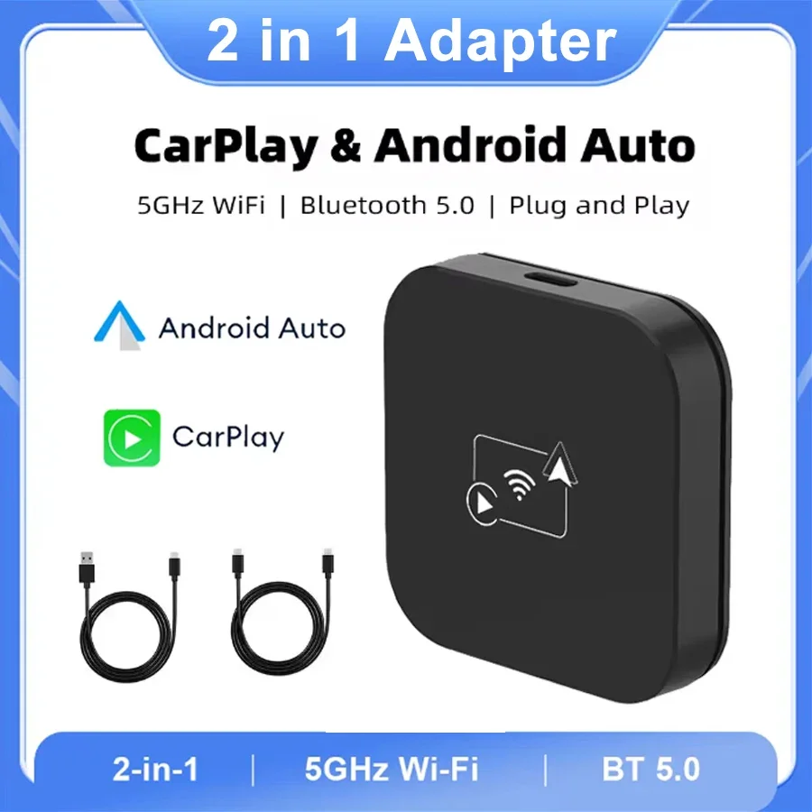 NEW Wireless CarPlay Android Auto 2 in 1 Box Wireless Adapter Spotify For Mazda Toyota Mercedes Peugeot Volvo Support Netflix