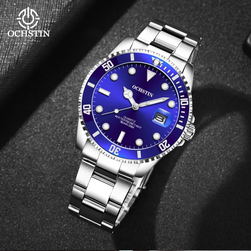 OCHSTIN Navigator Men Quartz Watch Features Solid Alloy Case Men's Stainless Steel Band Waterproof Business Wristwatch Gentleman
