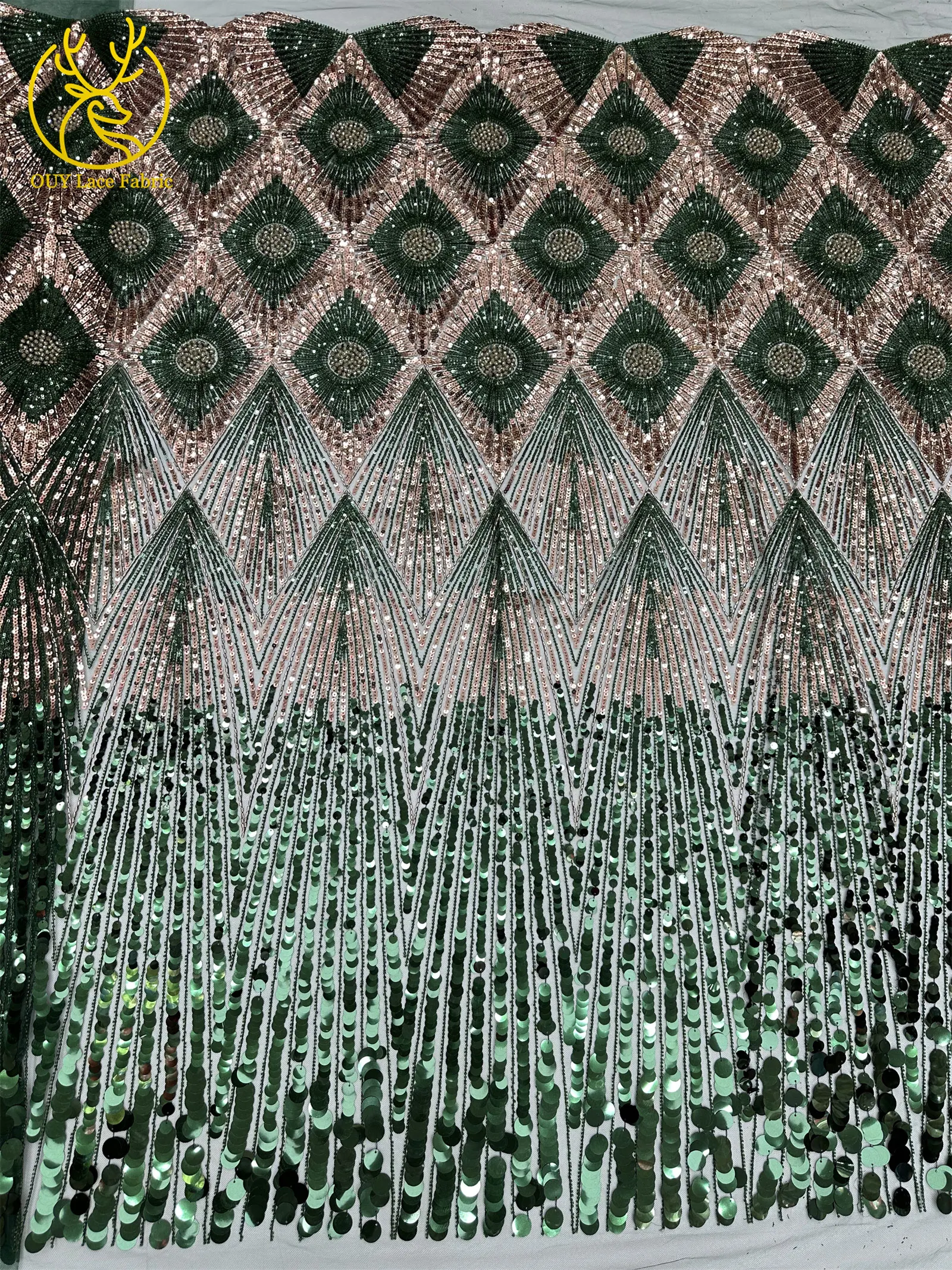 Luxuriöser grüner afrikanischer Brautstoff mit Perlenstickerei, 2026er Mode, französische Pailletten-Tüllspitze, nigerianische Netzspitze für Brautkleider zum Nähen – Detail 18