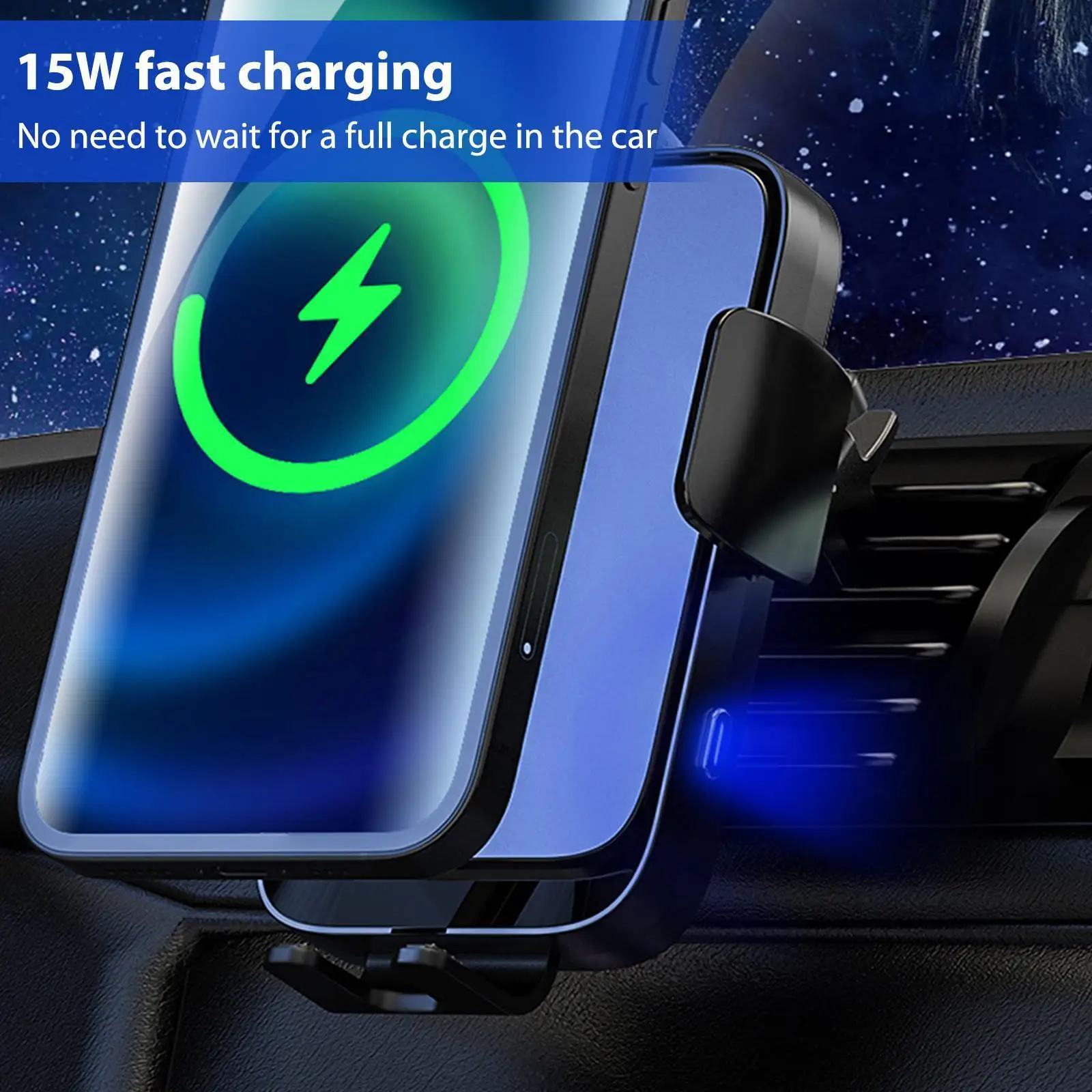 

Air Vent Car Phone Charging Holder 15W Car Charging Station Automatic Clamping Mount for Samsung Folding Screen Mobile Phones