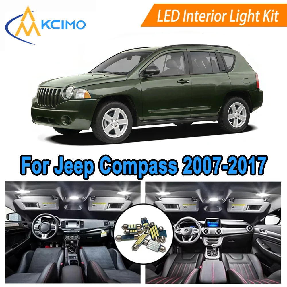 

Super White/Blue LED Interior Light Kit For Jeep Compass (2007-2017) Dome Bulbs LED Interior Light Replacement