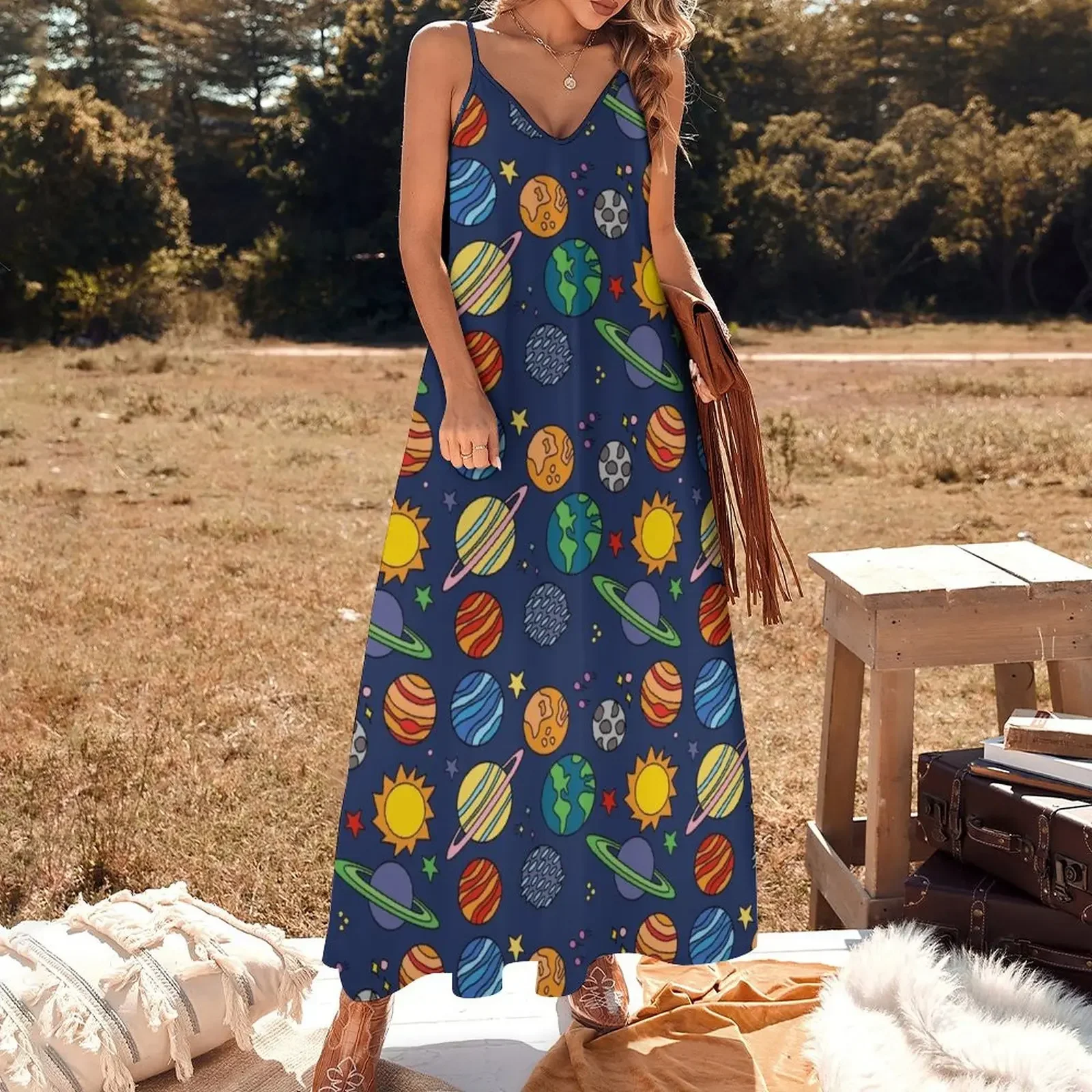 Planet Print | Space | Earth | Astronomy Science Sleeveless Dress birthday dresses for women elegant guest wedding dress Dress