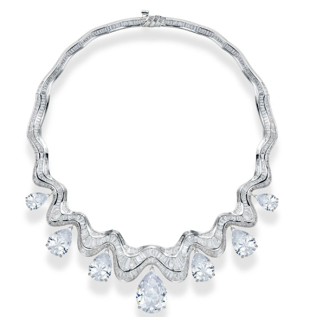 

High Craft Pear Cut CZ Diamond Water Drop Chain Necklace Choker For Women Party New Luxury Designer Jewelry