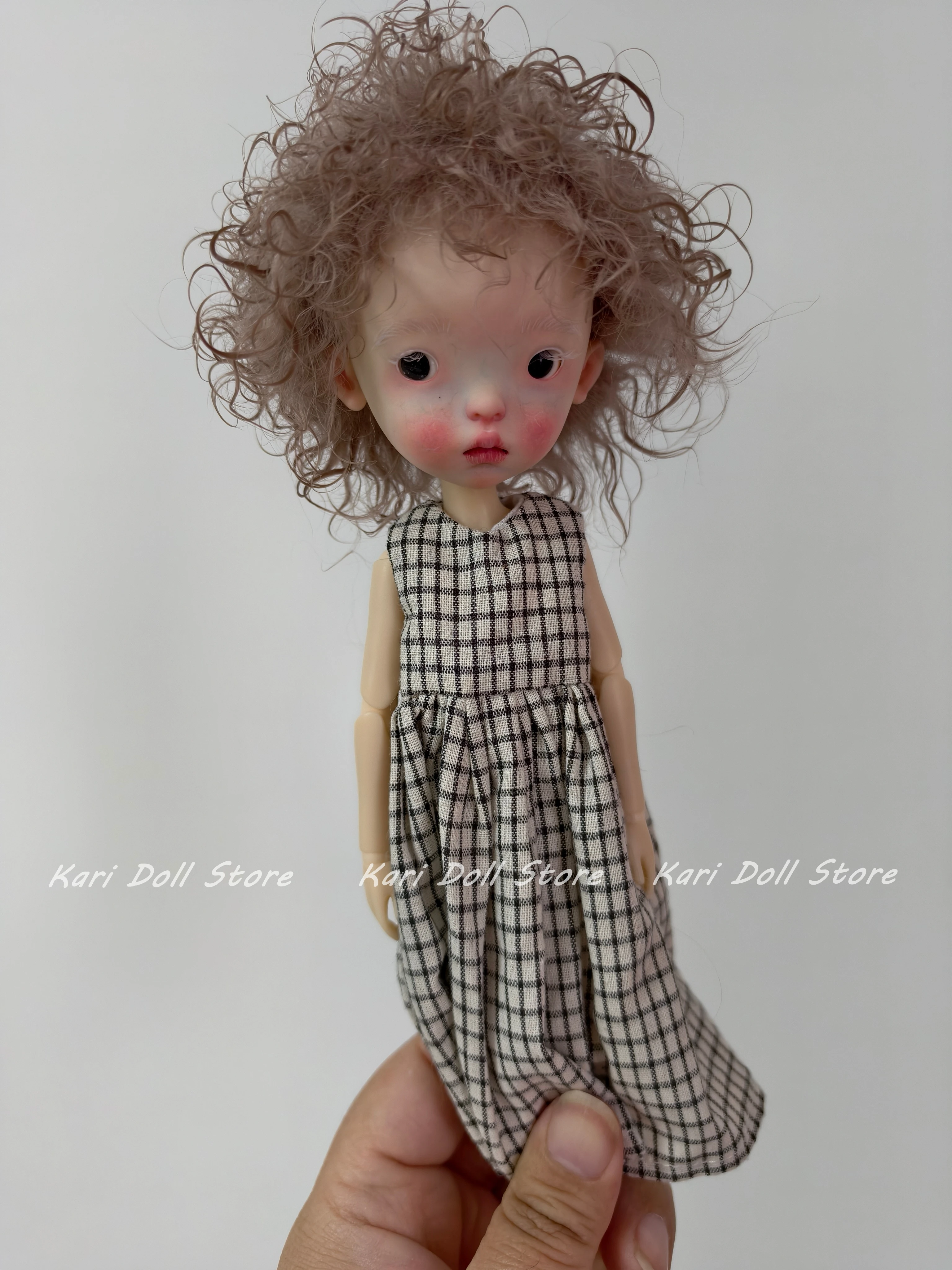 Kari Doll Natural Beach Wool Explosion Hairstyle Wigs for Landazz Landoudou Doll 16cm Head Circumference