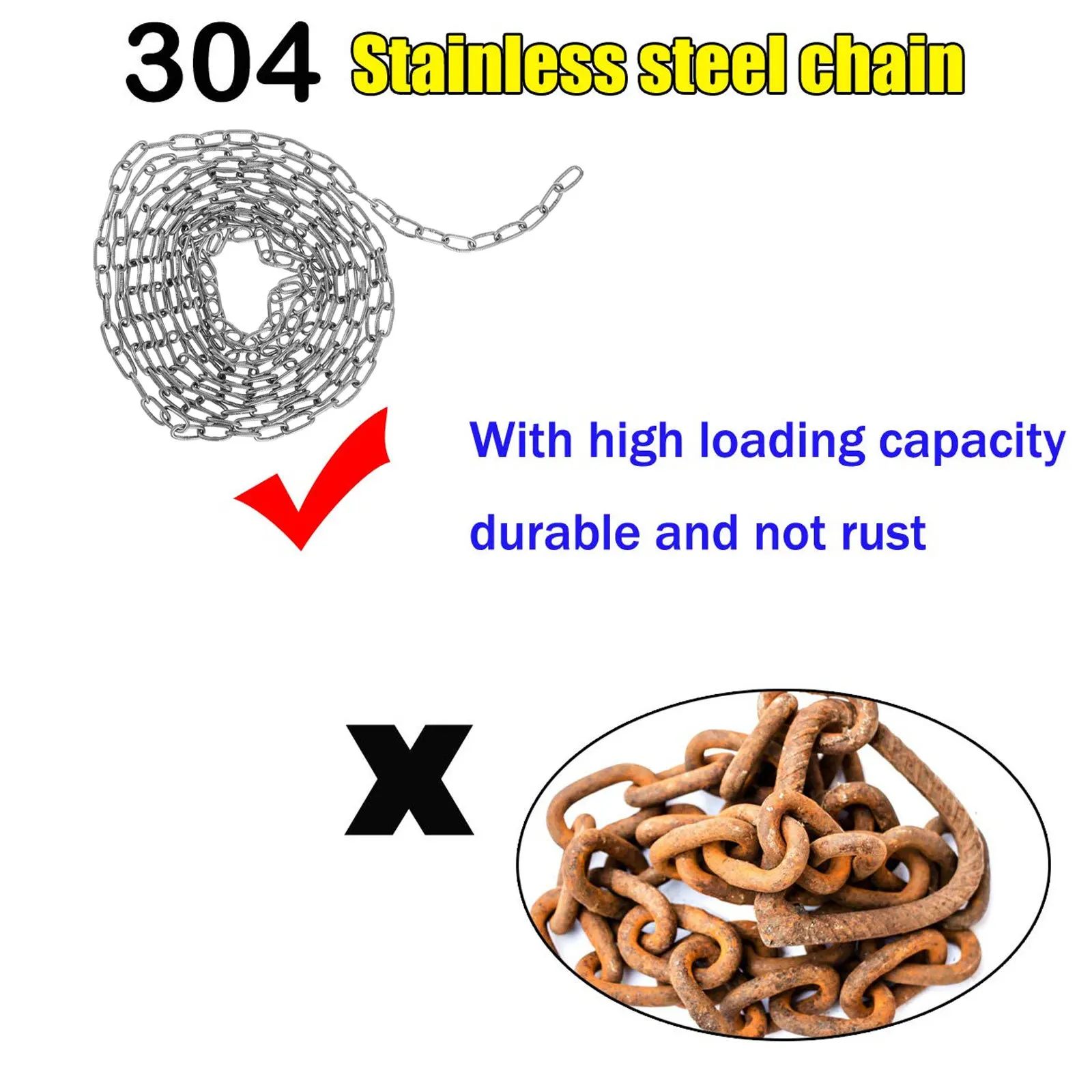 

1pc 3 Meters Stainless Steel Anti-Rust Hanging Chain For Outdoor Indoor Decoration Chandelier Chain 304 Steel Long Ring
