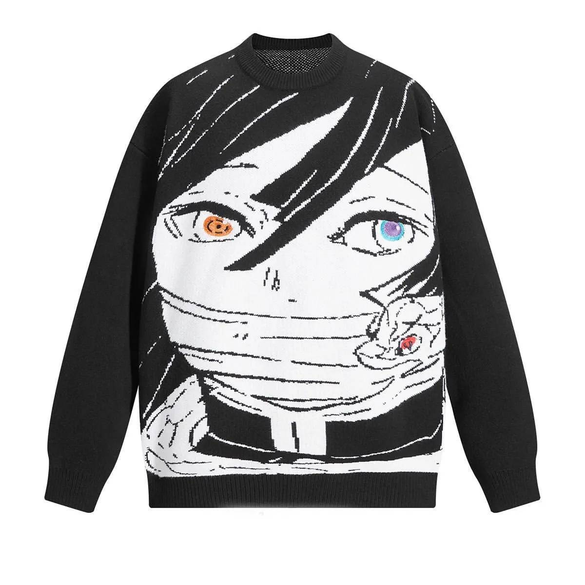 Oversized Sweater Men Women Harajuku Anime Girl Graffiti Vintage Knitted Sweater 2023 Winter Unisex Cotton Pullover Streetwear