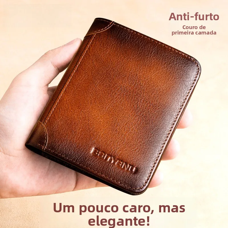 high-end-genuine-top-layer-cowhide-men's-wallet-short-retro-vertical-horizontal-driver-license-vintage-style-leather-purse