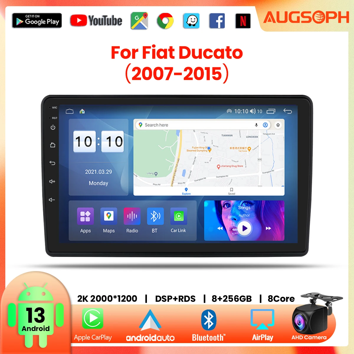 

Android 13 Car Radio For Fiat Ducato 2007-2015, 9inch Multimedia Player With 4G Car Carplay & 2Din GPS Navigation.