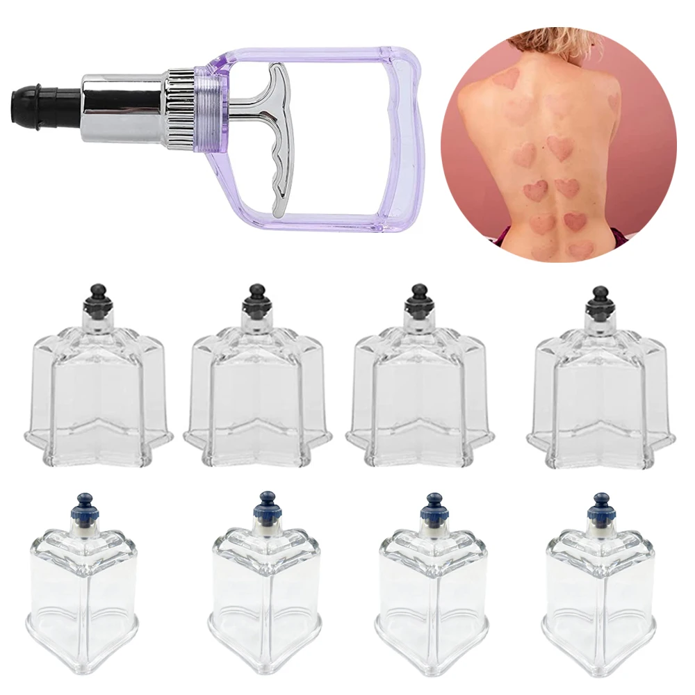 

New Style 4 PCS Love-star Shape Plastic Vacuum Cupping Therapy Set Suction Chinese Cupping Massage Jars Cans for Vacuum Massage
