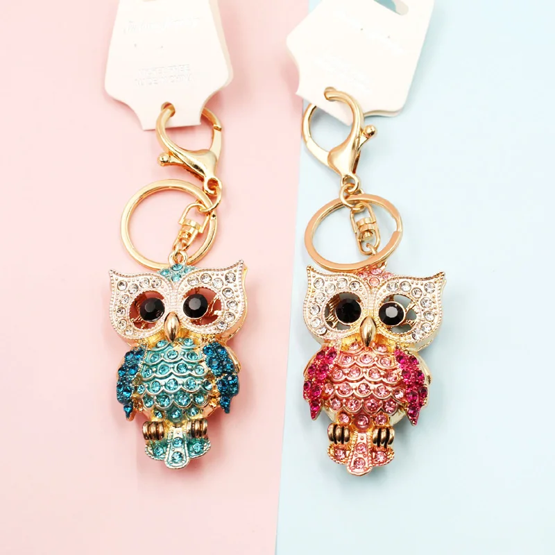 

DHL50pcs Metal The Owl Diomand Pendant Keychain