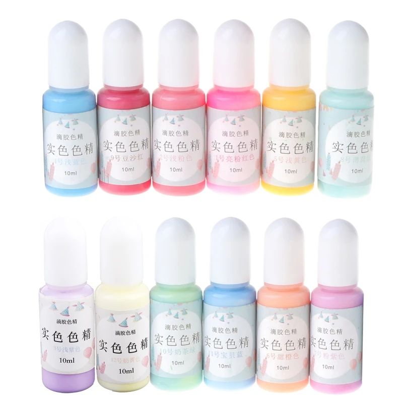 

Y1UB 12 Bottles Liquid Resin Colorant Macaron Candy Color Pigment Dye Epoxy Resin Dye for DIY Art Coloring Jewelry Making