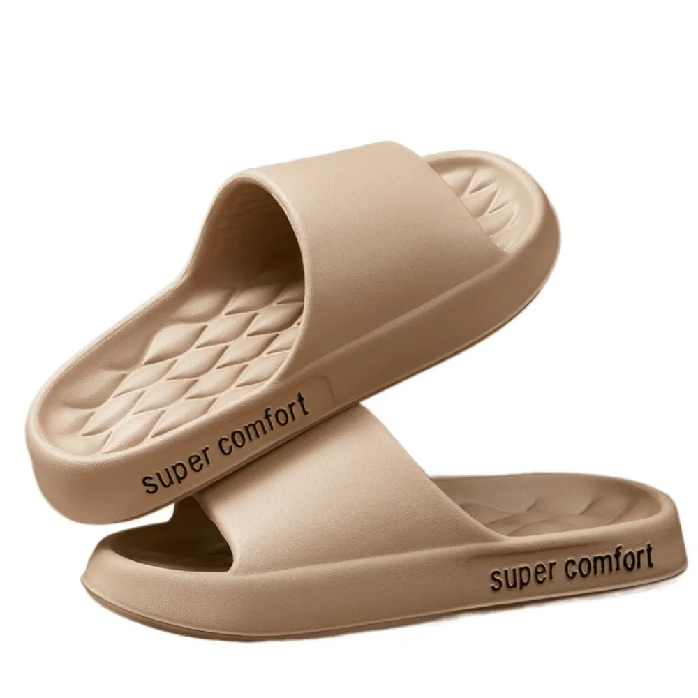 

Casual Solid Color Thick Platform Slippers Soft Sole Non-slip Beach Slippers Women Simple Home Shoes EVA Slippers Men Bathroom