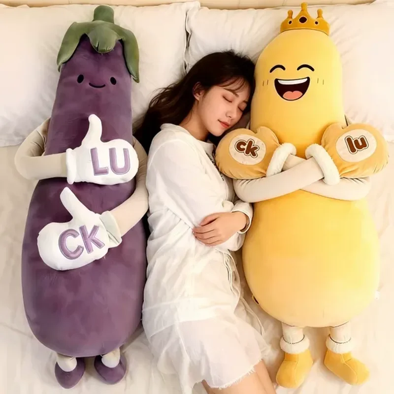 Eggplant Carrot Mango Sleep Companion Long Pillow Doll Soothing Patting Plush Toy Soft Comfortable Leg Support Pillow Adult Gift