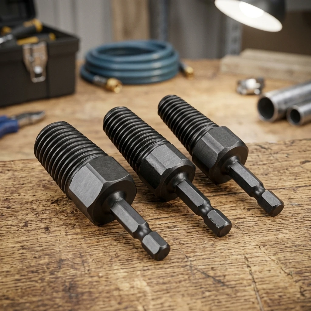 3 Piece Broken-Pipe Thread Extractor Alloy Steel Kit for Water Pipe Repair, Angle Valve Bolt Remover Power Drill Tool