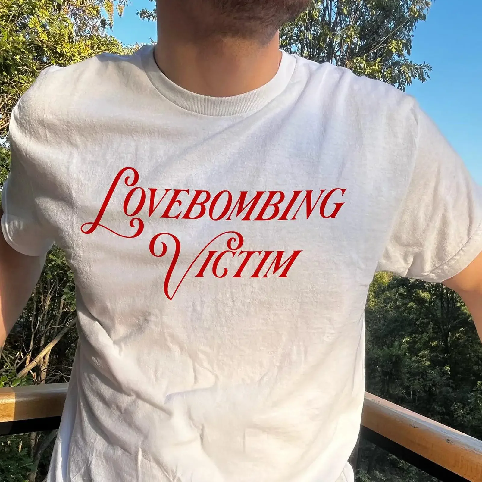 Lovebombing Victim T Shirt Funny Sadcore for Overthinkers vintage Washed Unisex fashion Casual Slightly Comfortable
