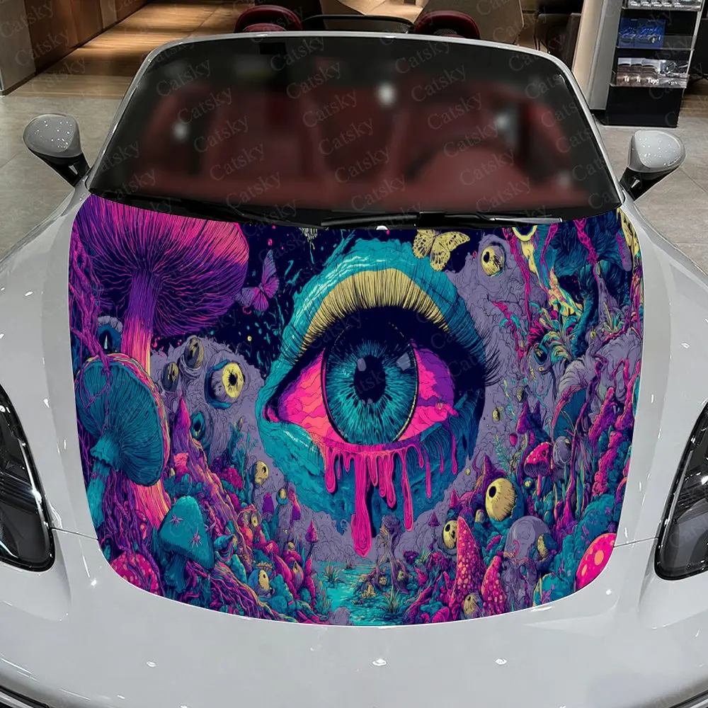 

Mesmerizing Purple Eye Car Hood Stickers - Self-Adhesive, Waterproof and Durable Vinyl Wrap, Decorate And Protect Your Car - The