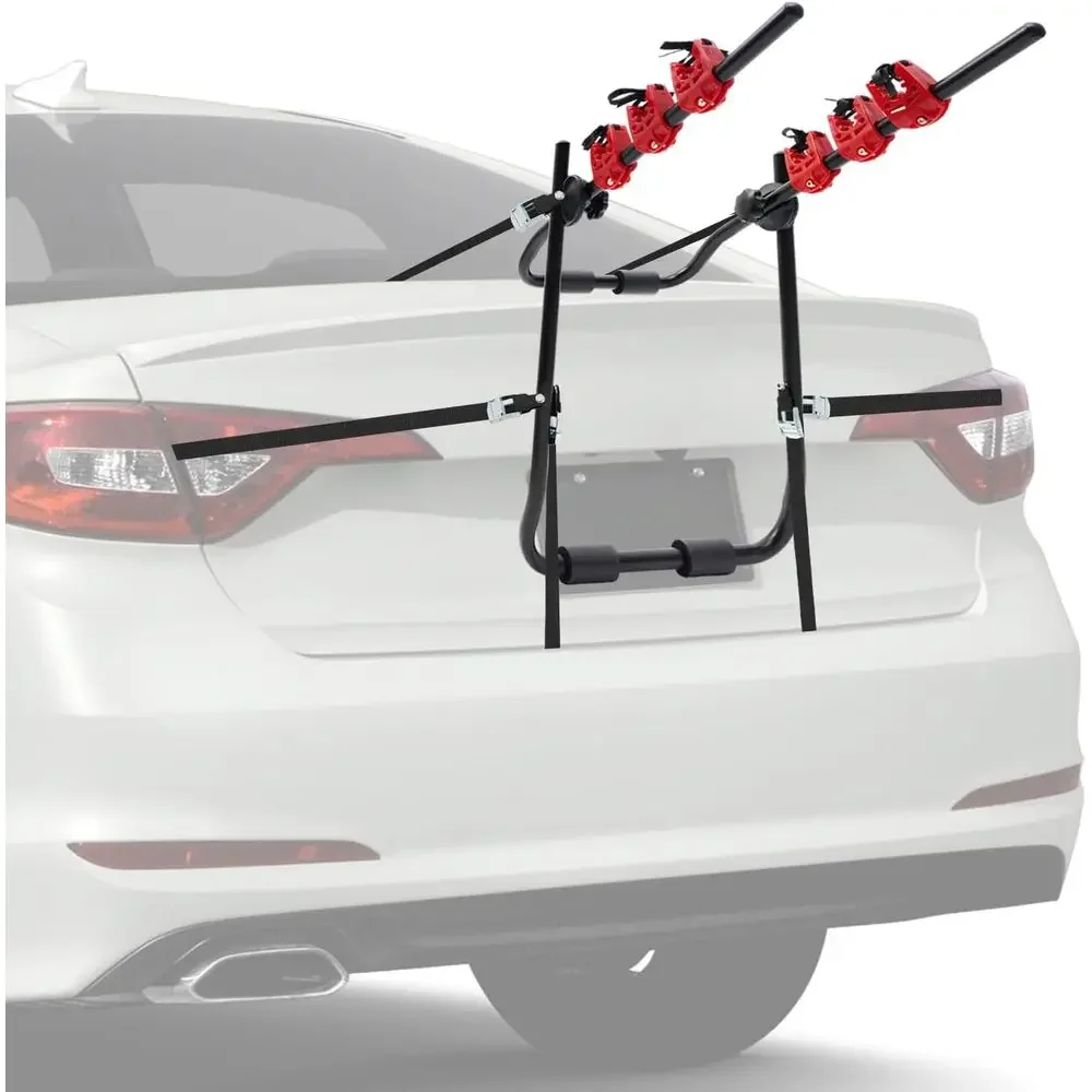 

3-Bike Car Trunk Mount Rack - Adjustable Straps for Various Bike Sizes and SUVs