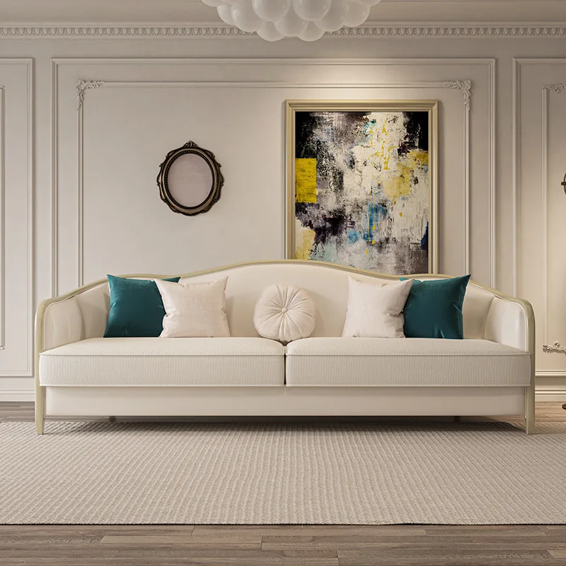 

Американский светлый роскошный кожаный диван, размер квартиры, гостиной 123, комбинация современного простого роскошного европейского дивана из цельного дерева