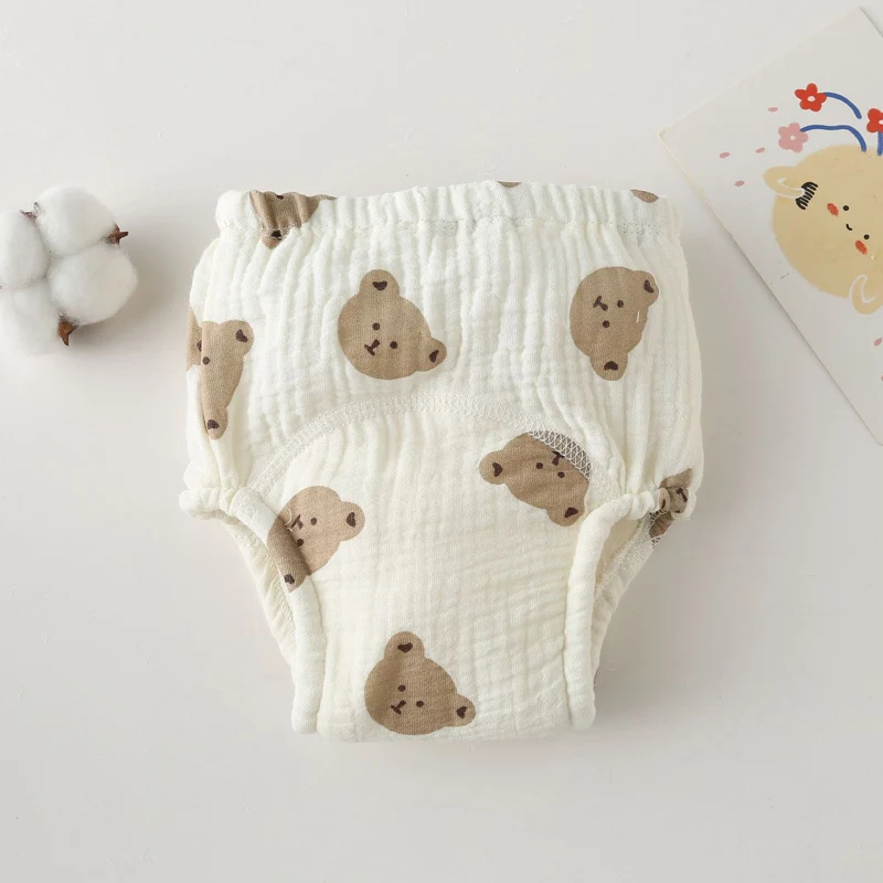 

Корейский стиль, хлопковые штаны для приучения к горшку для младенцев, 6-слойные марлевые обучающие трусики, дышащие водонепроницаемые подгузники с защитой от утечек, подгузники