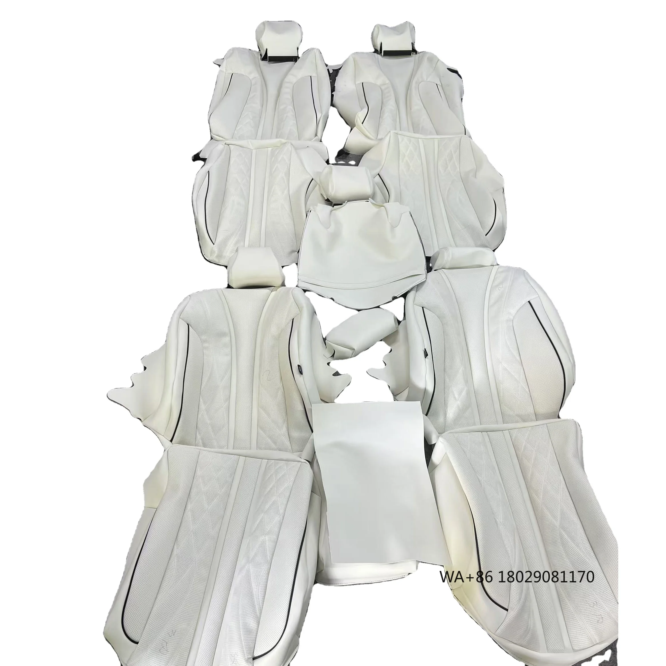 

Custom White Nappa Leather Full Replacement Car Seat Cover for - S