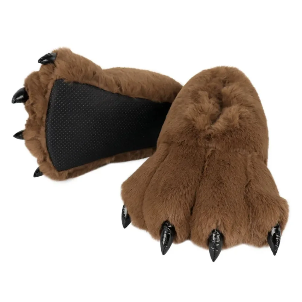Plush Bear Paw Shoes Autumn Winter Indoor Paw Cartoon Animal Warm Slippers Funny Furry Claw For Cosplay Party 5
