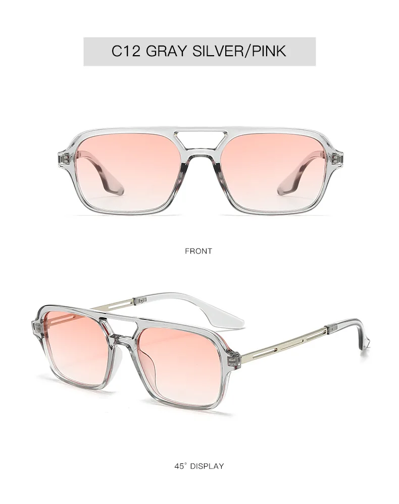 Vintage quadratische Sonnenbrille für Damen und Herren, rechteckige Sonnenbrille, ovale Sonnenbrille für Damen und Herren – Detail 17