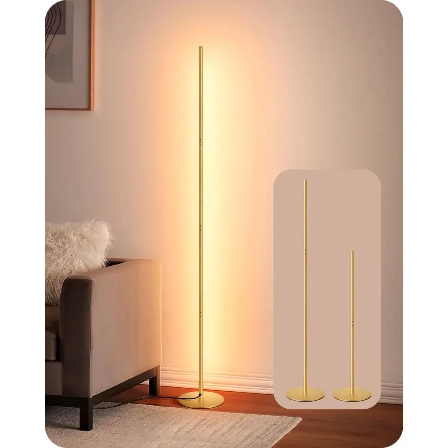 

EDISHINE LED Corner Floor Lamp, Modern Slim Dimmable Light, Adjustable Height, 57.5 Minimalist Tall Lamp for Living Room, Bedro