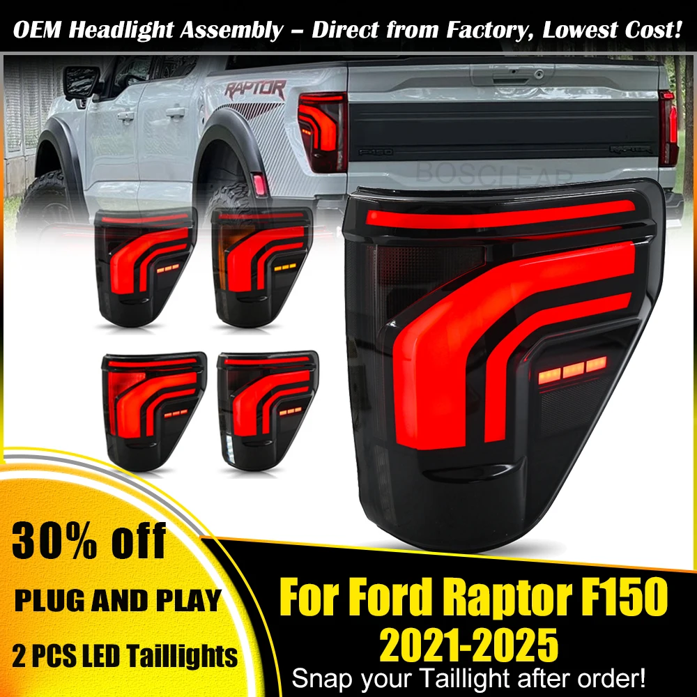 

Задний фонарь для Ford Raptor F150, обновленный светодиодный поворотный фонарь, система автоматического освещения, автомобильные аксессуары 2021 2022 2023 2024 2025