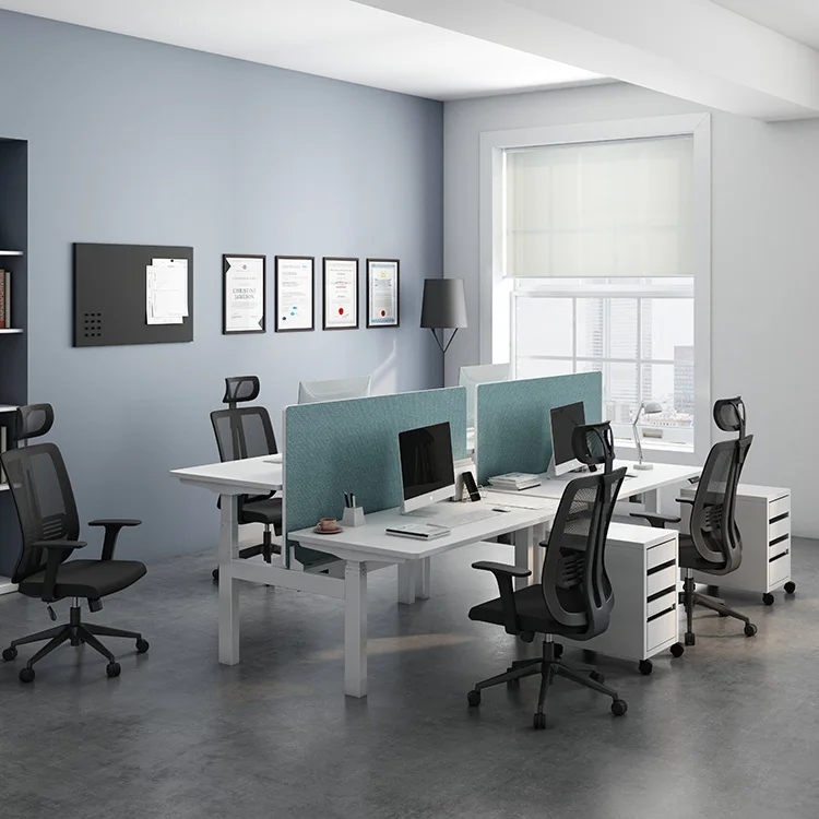 Modern Work Office Desk Face To Face Double Seat Electric Height Adjustable Motorized Lift Standing Desk For The Workplace