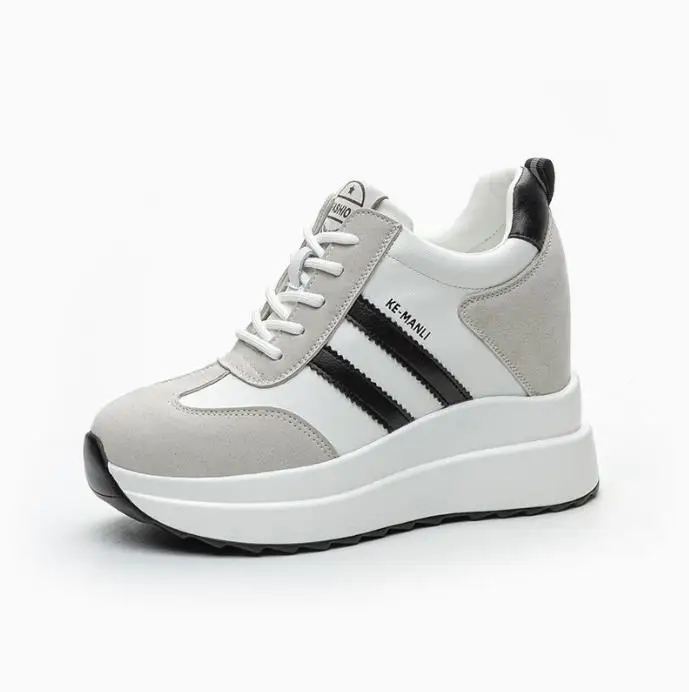 

10CM 2024 New Platform Wedge Sneakers Chunky Shoes Genuine Leather for Women Summer Shoes Spring Autumn Walking Sneakers Fashion