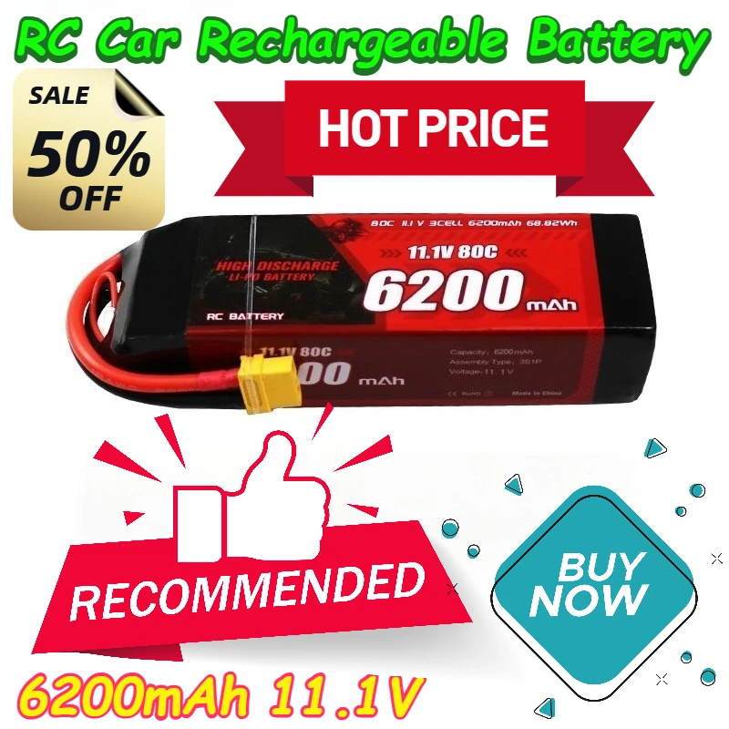 

For BT Beite 6200mAh 80C /11.1V//3S RC Car Rechargeable Battery