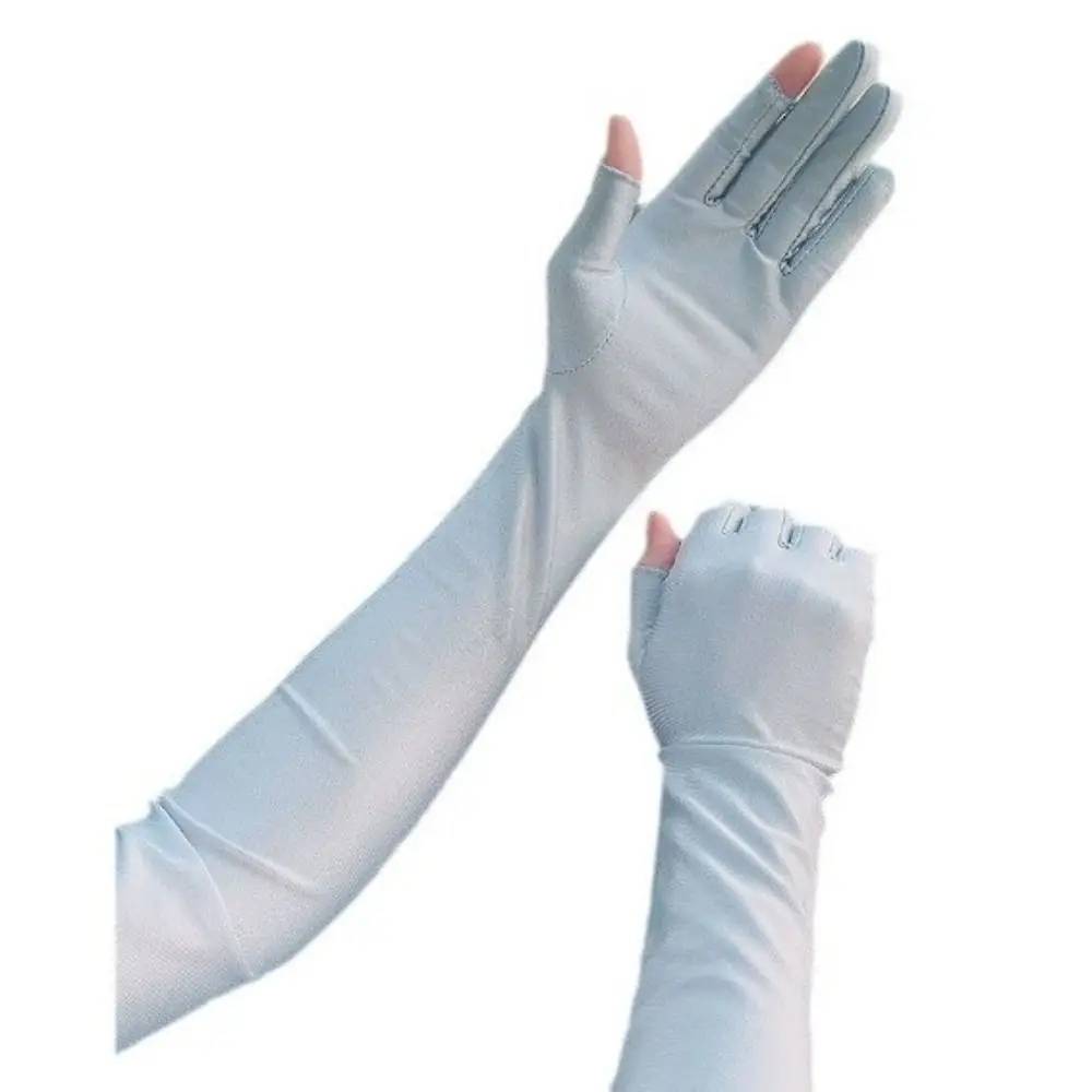 Anti-UV-Handschuhe aus Eisseide mit Ärmeln, UV-Isolierung, Sonnenschutz, Sonnenschutz, Ärmel, Armabdeckungen, langärmeliger Handschuh, Fahrradhandschuhe