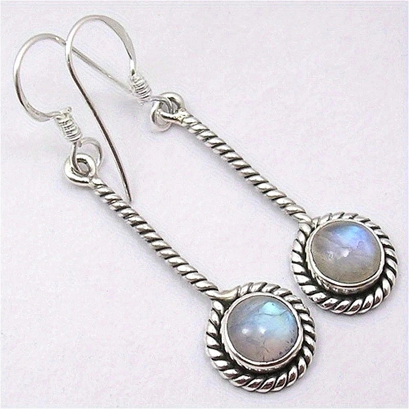Mode Vintage eingelegte künstliche Mondstein versilbert baumelnde Ohrringe für Frauen elegante Bankett Schmuck Zubehör tragen