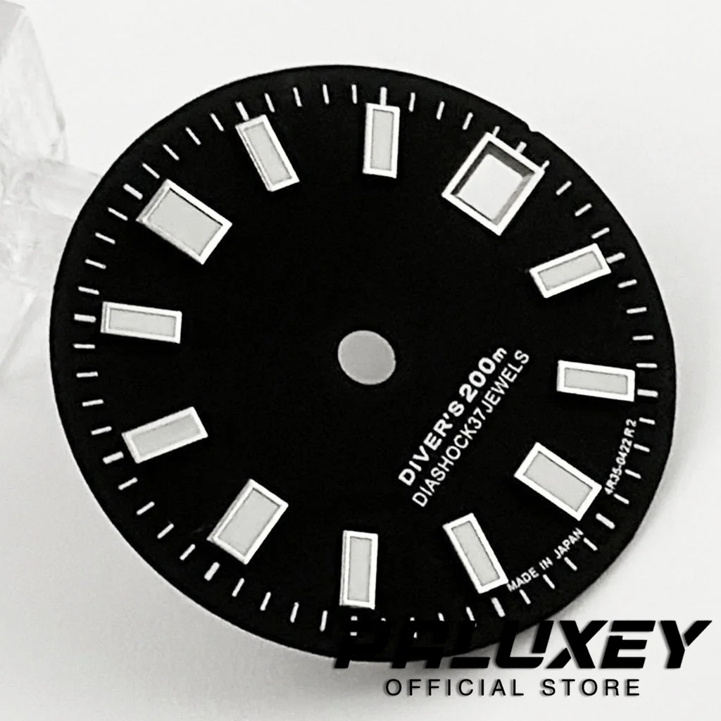 NH34-esfera de reloj para buzo, accesorio de modificación de reloj de 28,5mm, 200m, fecha, para NH34A, 4R34, NH35, 4R35, verde luminoso