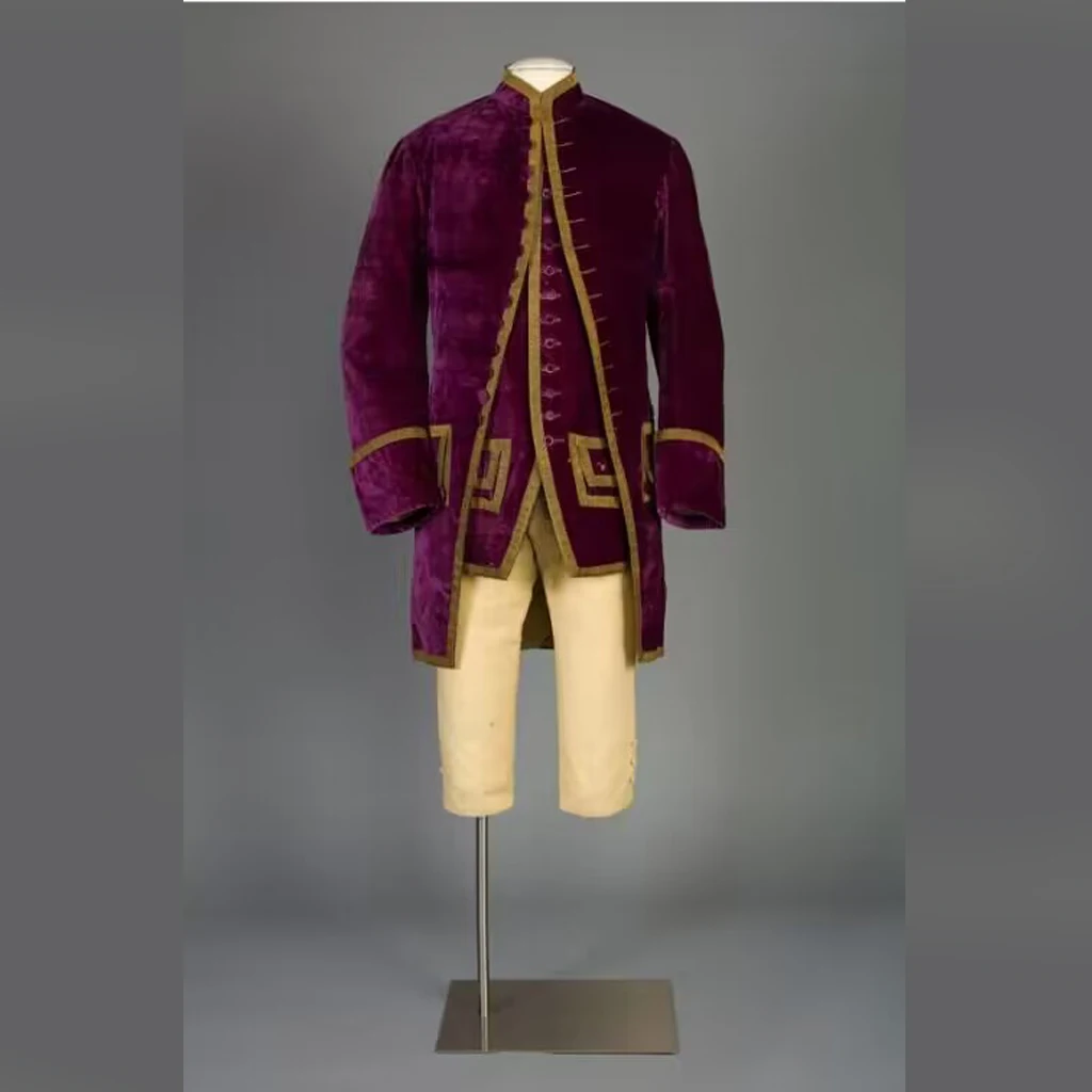 1840 -1849 victorian men's suit costume purple uniform jacket vest vest full set Medieval George Washington Men's walking suits