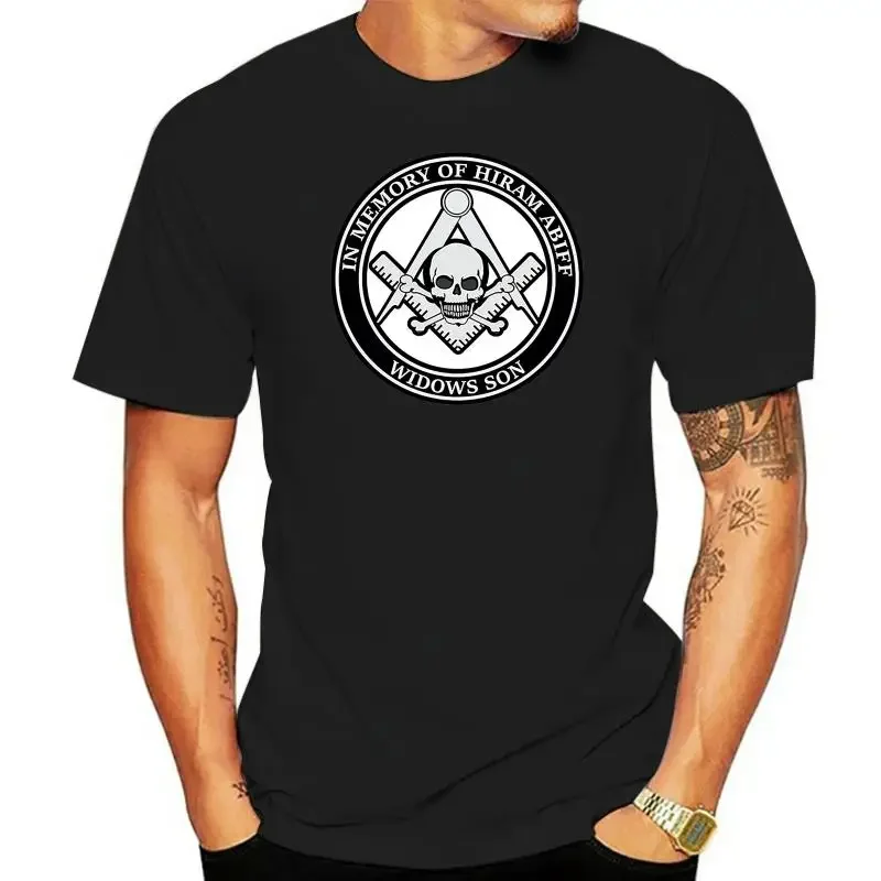 Short Sleeve T-shirt Mens In Memory of Hiram Abiff Widows Son T Shirt Masonic Mason Men's oversized harajuku men clothing style