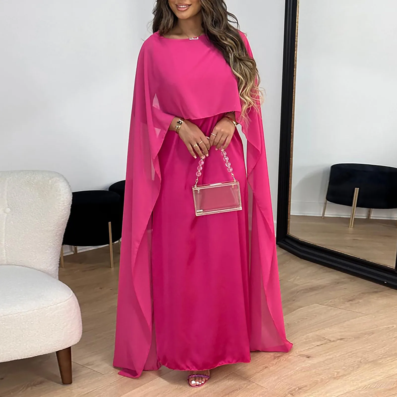 Ramadan Summer Batwing Sleeve Chiffon Butterfly Abaya Islam Muslim Maxi Dress Kebaya Women Kaftan Robe Musulmane Femme Vestidos