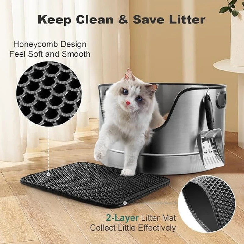 Stainless Steel Large Semi-closed Cat  Box Anti-odor Splash-proof Pet Cat Toilet Sandbox for Puppy Kittens Small Dogs Big