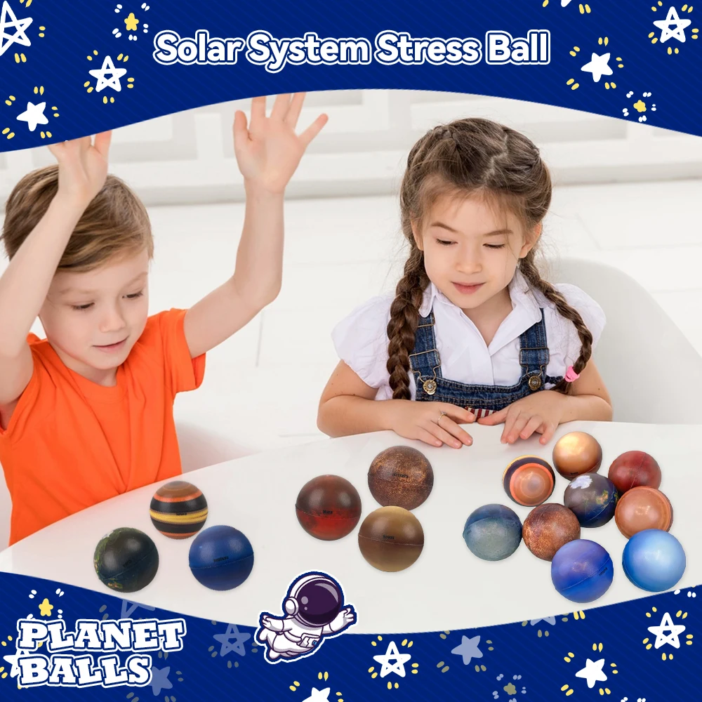 10pcs Solar System Stress Ball for Kids Adult Stress Relief Planets Space Ball Educational Toys Fidget Toys Party Game Gifts